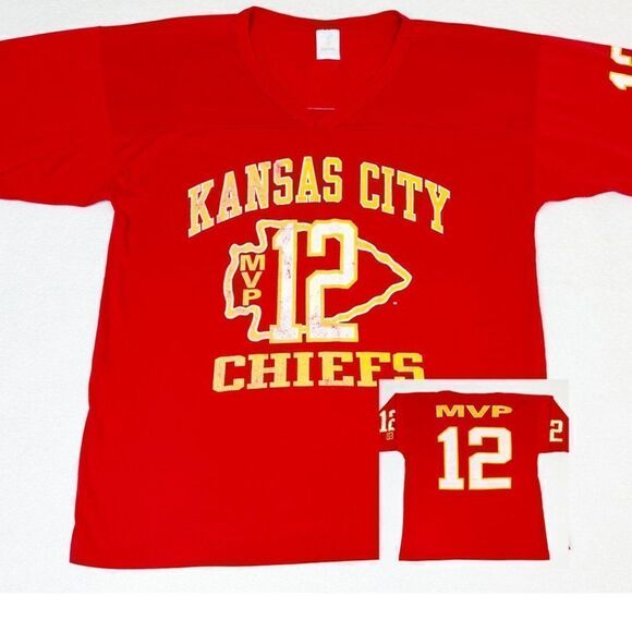 Vintage 80s NFL Kansas City Chiefs Jersey T-Shirt Red XL Single Stitch Football - Picture 1 of 10